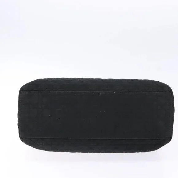 Christian Dior Lady Dior Canage Hand Bag Nylon Black Gold Auth ep10577